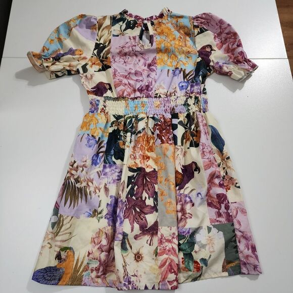 Girls Jungle Parrots Floral Colorful Polyester Lightweight Dress Size 6 - Picture 9 of 12